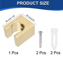 sourcing map Shower Head Holder, Zinc Alloy Handheld Bidet Sprayer Holder Shower Wand Holder Toilet Sprayer Base Support Showerhead Clips with Screws for Faucet Bathtub (Square, Gold)