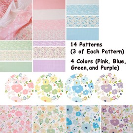 42 5-inch Cotton Fabric Squares Bundles, Charm Packs for Quilting 5 inch, 5x5 Charm Squares -for Sewing, Patchwork Quilt, and DIY Crafts, Sweet Garden