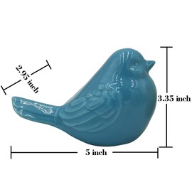 yhcdsea Yellow/Blue Decorative Bird Figurine, Glazed Ceramic Chubby Bird Figure Cottage Animal Bird Statue Decorations for Home Indoor Outdoor Garden Decor Accents Creative Gift 2pcs-Set
