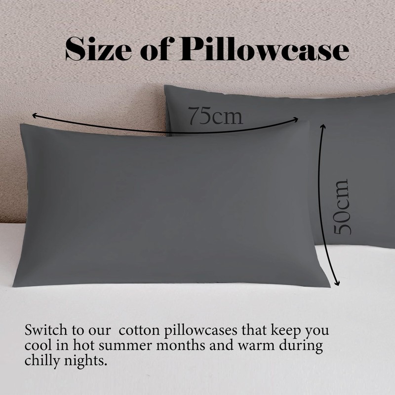 J.Din 100% Egyptian Cotton Charcoal Grey 4 Pack Pillow Cases