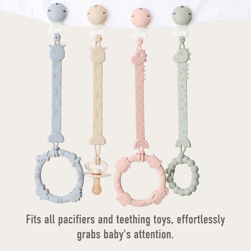 YIVEKO Pacifier Clips for Baby Boys Girls, One-Piece Silicone Pacifier