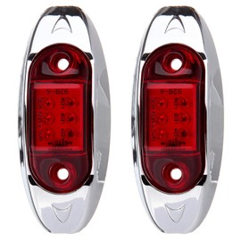 LBRST Oval LED Trailer Lights Red Led Side Marker Light with Chrome Bezel Universal LED Clearance Markers Lights for Truck Trailer Boat ATV Marine (2 pcs)