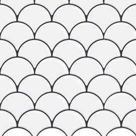 DÉCOR WOW Peel & Stick Backsplash for Kitchen & Bathroom, (8) 12x12-inch Sheets Covers 8 Sq. Ft, White Scallop