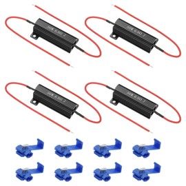 PATIKIL 50W 6.8 Ohm Aluminum Shell Resistor, 4Pcs Aluminum Housing Resistor with Clips Housed Case Wirewound Resistors Screw Tap Power Resistor, Black