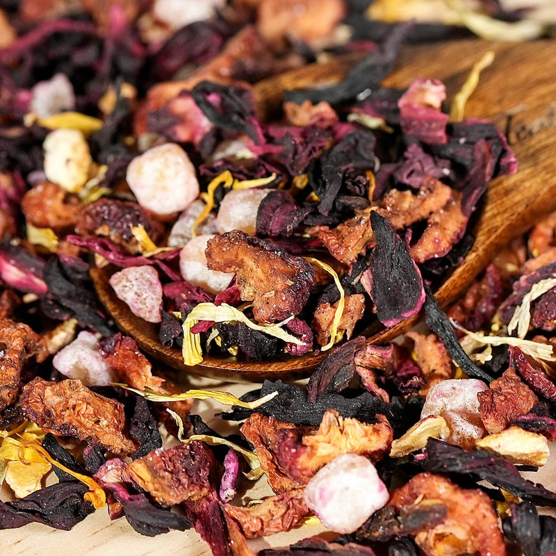 Teavivre Sweet Peach Hibiscus Fruit Tea, Caffeine Free Loose Leaf