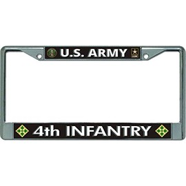 U.S. Army 4th Infantry #2 Chrome License Plate Frame