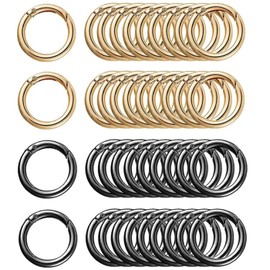 40Pcs 28mm Round Carabiner, BetterJonny Snap Spring Ring Loop Zinc Alloy Keychain Hook Clips for Handicrafts, Handbags, Bags, Keychain(Gold, Black)