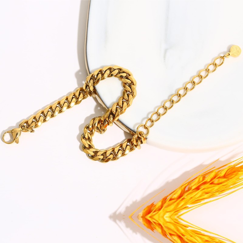 SIMPLÍ BASIC Flat Smooth Curb Chain Bracelet (Stainless Steel, 18K