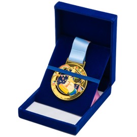 COWFEX Single Medal Display Storage Box for Runners, All Sports Winners, Military Awards (Blue)