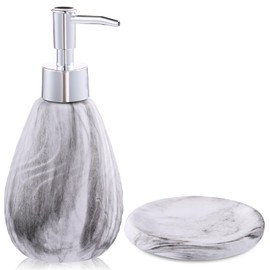 Foinly Soap Dispenser for Bathroom– White 11OZ Refillable Ceramic Hand Soap & Lotion Dispenser for Bathroom & Kitchen – Elegant Matte Finish, Drip-Free Pump, Modern Home Decor (with Soap Dish)