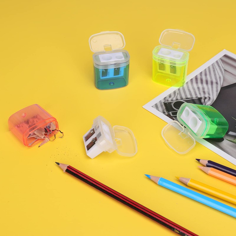 Catelves 8 Pieces 4 Colours Pencil Sharpener with Container, Sharpener