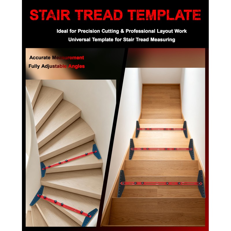Stair Tread Template Tool, 8-60 inches Solid Aluminum Stair Tread