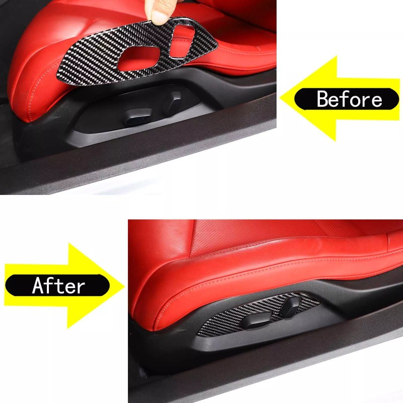necar2020 Carbon Fiber Seat Adjust Panel Cover Trim Accessories For