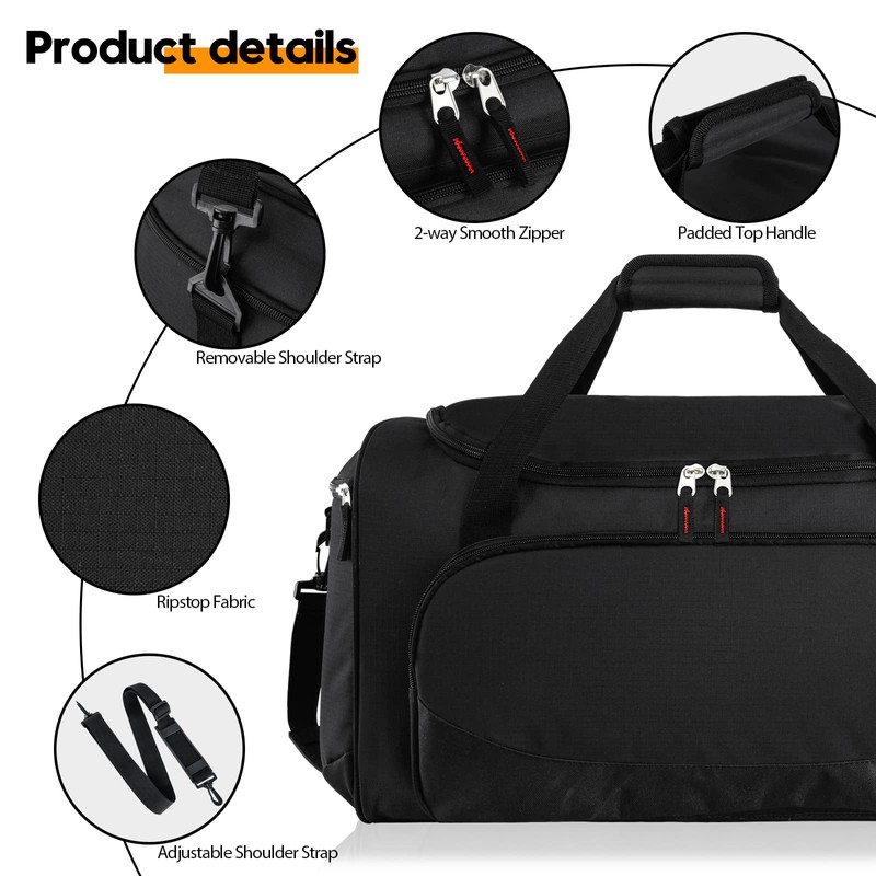 55L Gym Bag for Men/Women, Large Sports Duffle Bags, Lightweight
