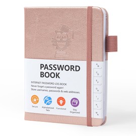 A6 Password Book Alphabetical with Tabs, Owl Password Keeper Book for Computer Website Login and Internet Address Password Management(Rose Gold)