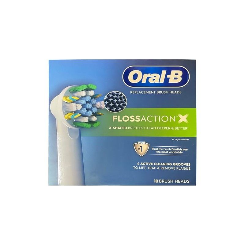 Floss Action Replacement Heads - Electric Toothbrush Heads 10-Count -