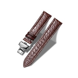 Tristraps Genuine Leather Band Crocodile Leather / Cowhide Leather Replacement Deployment Buckle 0.5 - 0.9 inch (12 - 24 mm) Crocodile Watch Strap Replacement Strap / Waterproof / Sweat Proof, 22 mm