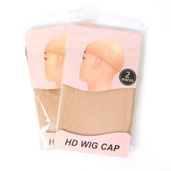 HD Wig Caps for Women Lace Front Wig Stocking Caps for Wigs Nude Wig Cap Stretchy Nylon Transparent Wig Cap Thin Invisible Wig Cap(4 PCS)