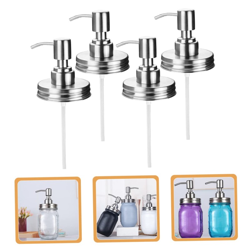 NOLITOY 4Pcs Stainless Steel Soap Pump Replacement Lids for Mason