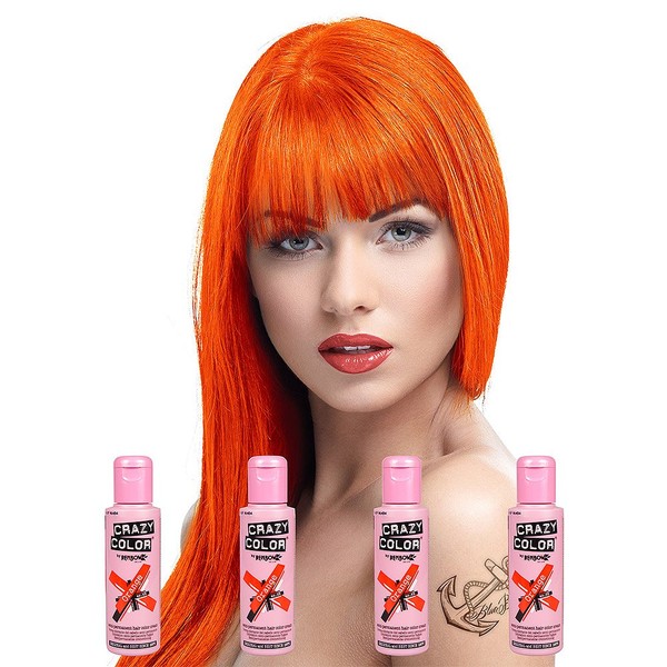 Renbow Crazy Colour 4 x Semi-Permanent Hair Colour Creams, 100ml