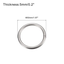 sourcing map Pack of 3 O Rings Stainless Steel 50 mm (1.97 Inches) Outer Diameter 5 mm Thick Multi-Purpose Metal Welded O-Rings Round Rings