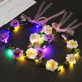Fashband LED Headbands Light Up Flower Garland Headwear Wreath Festival Hair Accessories for Women