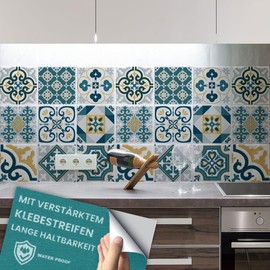 RE-COVERTILES - Tile Stickers Bathroom and Kitchen 24 Pieces 10 x 10 cm - PS00105 PVC Wall Decoration Waterproof Tiles Mosaic Style Azulejos Cement Tiles