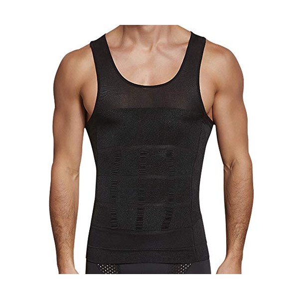 GSKS Mens Body Shaper Slimming Shirt Chest Compression Shirt Shapewear
