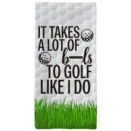 Tzhim Funny Golf Kitchen Towels, Funny Golf Towels for Dad, Green Grass Golf Hand Towels, Golf Dish Towels, It Takes Golf Like I Do Kitchen Bathroom Decor, 16x24in, MK069