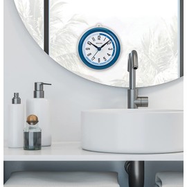 Bulova Clocks Model C4882 Shower Mate, Small, Blue and White
