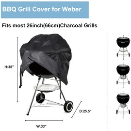Funda para parrilla Weber redonda de lona resistente al agua para barbacoa, cubierta para ahumador (26 cm)