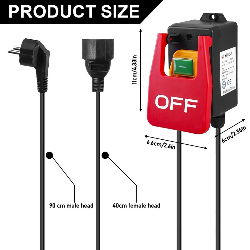 Single-phase on/off switch, 250 V, emergency stop switch, safety switch