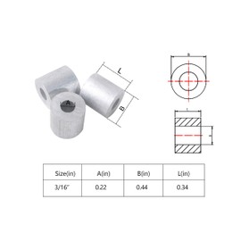 HIGOOD Wire Rope Stop Sleeve, for Wire Rope Dia. 3/16", Aluminum Alloy, PK 50