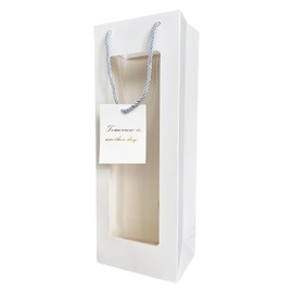 HANSWARE 6PCS Wine Gift Bag with Handles for Bottles Gifts Clear Window Paper Bags for Valentines,Wedding,Easter,Christmas,Baby Shower,Birthday Party,White-6PCS