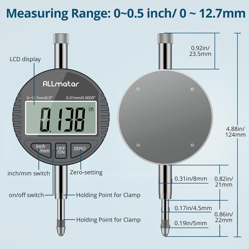 ALLmeter Dial Indicator Bore Gauge with 0.7"-6"/0.0005" Measuring Range Dial