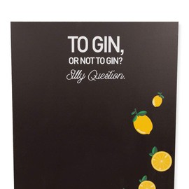Chalkboards UK 'Silly Question (Gin)' Printed Small Memo Board Chalkboard with Tray, Piece of Chalk & Felt Eraser, 29.7 x 20.7 x 1 cm