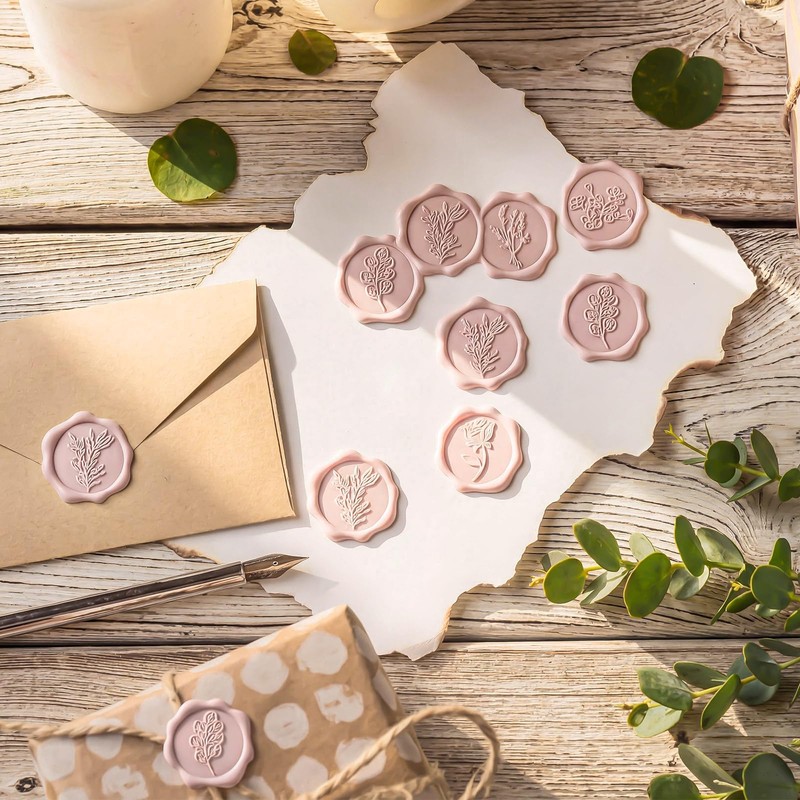 72 Pcs Wax Seal Stickers Flower Rose Envelope Stickers, Light
