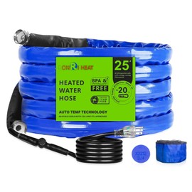 12 FT RV Heated Drinking Water Hose for 5/8" Inner Diameter,Antifreeze to -20°F/-28°C with Energy-Saving Thermostat & 3/4" Adapter LONRIHEAT