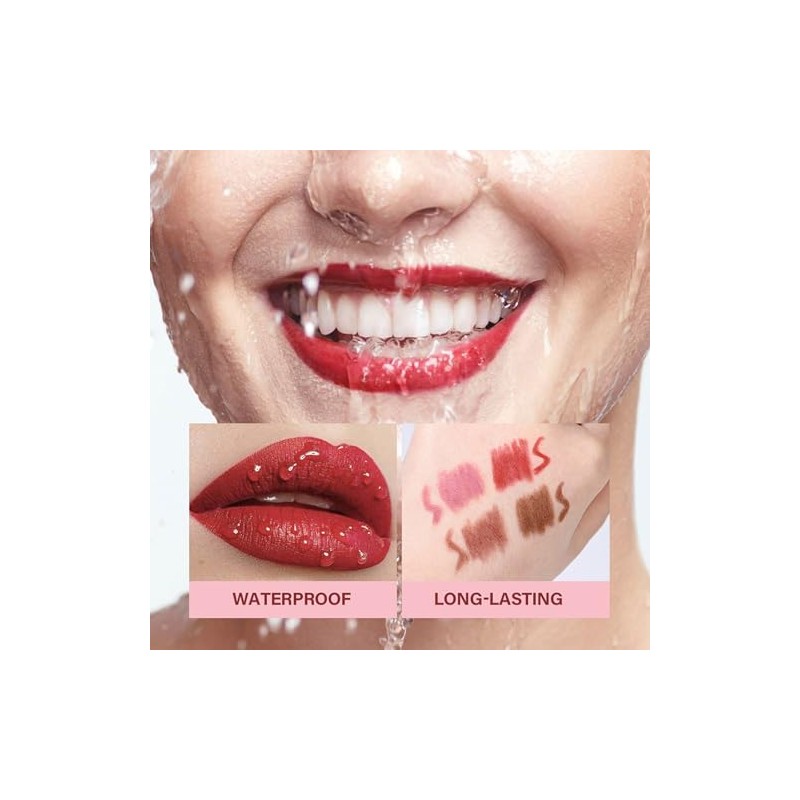 Juego de lápices delineadores de labios, 4 Uds, resistente agua,