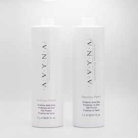 Avyna Platino Purple Shampoo & Maschera Set 33.88 fl oz Each | Silk Protein Treatment for Silver, Blonde, Bleached & Platinum Hair