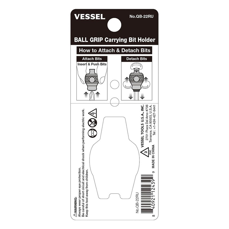 VESSEL Ball Grip Carrying Bit Holder (Red) QB22RU (1)