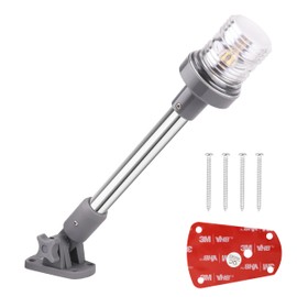 RVZONE Stern Lights for Boats, 12 inch 180° Fold Down Anchor Light IP67 Navigation Lights 360° White LED Boat Lights for Pontoon, Bimini Top, Yacht (Gray)