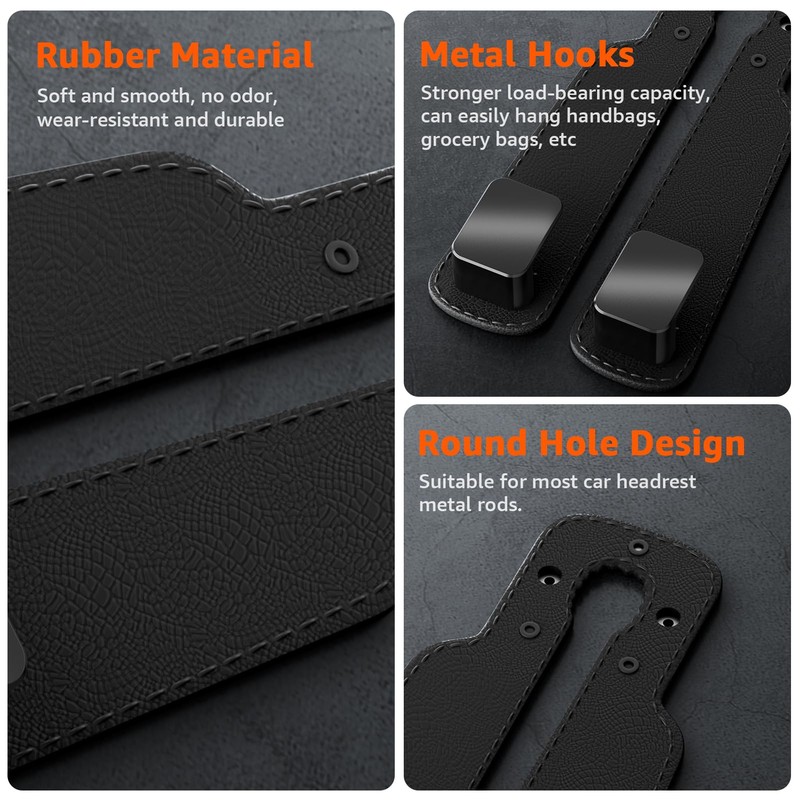 Geyrut Headrest Hooks For Car, Multifunctional Purse Hook Leather Seat