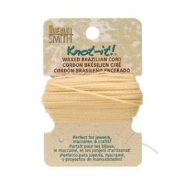 The Beadsmith Knot It Waxed Polyester Cord – Cream Color – 1mm Diameter – Light Wax, 15 Yards Per Card – Make Jewelry, Macrame, Friendship Bracelets and DIY Crafts