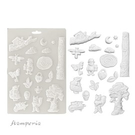 Stamperia - Soft Mould A4 for Scrapbooking, Albums, Bullet Journals and More, Suitable for Soft Clay, Ceramic Powder and More, Perfect for Hobbies, Crafts and Gifting (Hidden Grove)