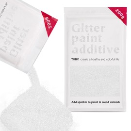 TORC White Glitter Paint Additive - Multi-Size Glitter Powder for Acrylic Paint, Walls, Wood Furniture & Crafts (200g/7oz) - Interior/Exterior Use on All Finishes