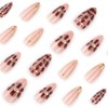 MISUD Fall Press on Nails Almond Medium Fake Nails Glossy
