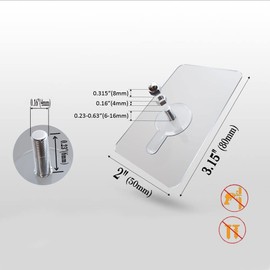 YUANQIAN Adhesive Hanging Nails Wall Hook Hanger, Non-Trace No-Drilling Transparent Ceiling Hooks Heavy Duty Seamless Nail Free Screws for Kitchen Bathroom Storage Room