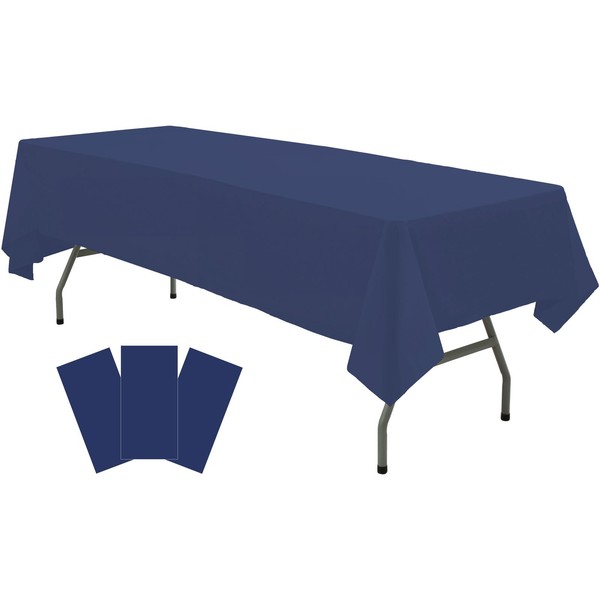 Plastic Navy Blue Tablecloths 3 Pack Disposable Table Covers 54"