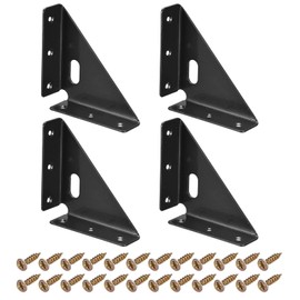 DTGN 86 mm x 86 mm Angle Corner Brackets - Pack of 4 - Good for Furniture - Cold Rolled Steel Angle Support with Screws - Black